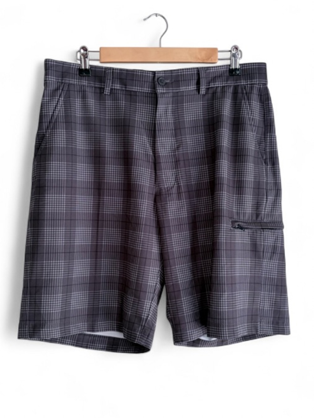 Pebble Beach Performance Men's Gray Plaid Golf Shorts Size 34